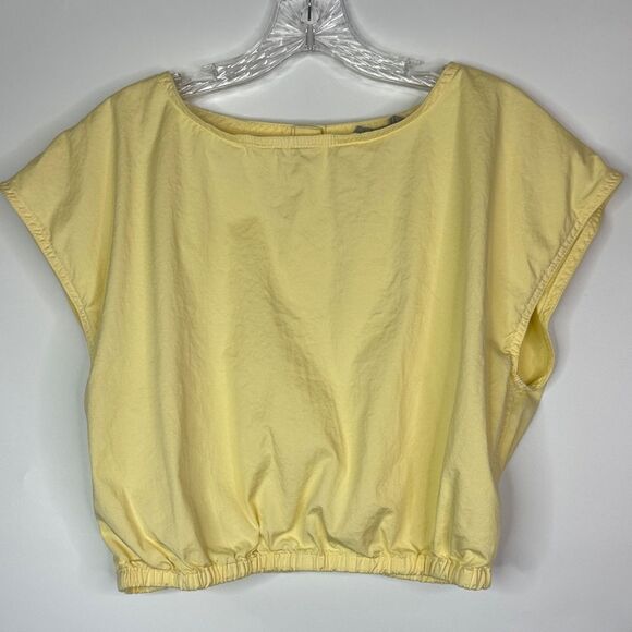 Everlane Tops - Everlane Yellow Organic Cotton Bubble Top Short Sleeve Shirt Size Large NWT